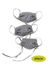 Load image into Gallery viewer, 3 Pack Cotton Maskini - Black Gingham