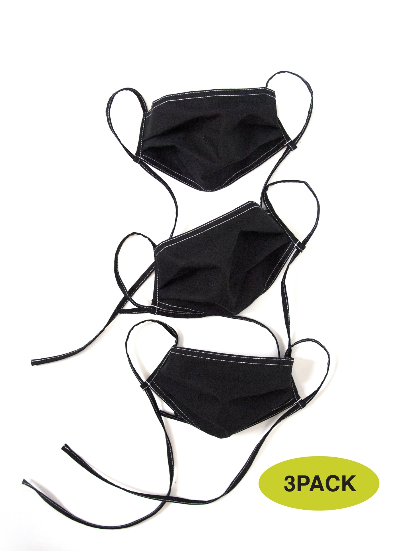 3 Pack Silk Lined Maskini - Black Contrast Stitch