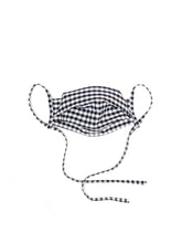 Load image into Gallery viewer, black and white gingham cotton face mask with adjustable ear loops