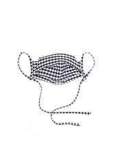 Load image into Gallery viewer, black and white gingham cotton face mask with adjustable ear loops
